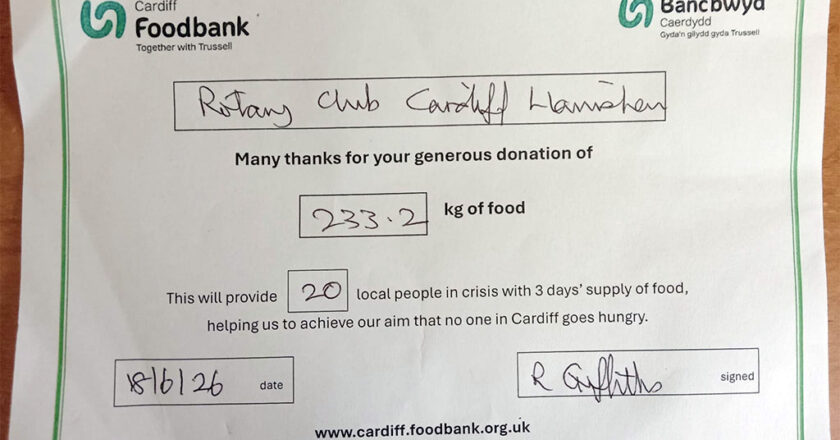 Another Very Generous Donation for Cardiff Foodbank